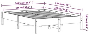 Σκελετός Κρεβατιού Χωρίς Στρώμα 135x190 εκ Μασίφ Ξύλο Πεύκου - Καφέ