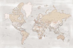 Χάρτης Rustic detailed world map with cities, Lucille, Blursbyai