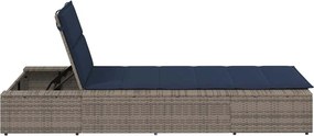 vidaXL Ξαπλώστρα με αιωρούμενο μαξιλάρι Γκρι Poly Rattan