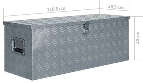 Κουτί Αποθήκευσης Ασημί 110,5 x 38,5 x 40 εκ. Αλουμινίου - Ασήμι