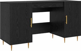 vidaXL Γραφείο με ράφι Μαύρη δρυς 140 x 50 x 75 εκ. Επεξεργασμένο ξύλο