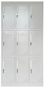 LOCKER 9 Θέσεων Μέταλλο Βαφή Γκρι Με εσωτερικά ράφια 90x40x185cm