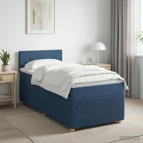 vidaXL Κρεβάτι box spring με στρώμα Μπλε 80 x 200 cm Ύφασμα