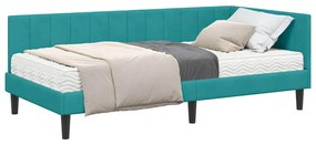 vidaXL Κρεβάτι Γωνίας με στρώμα Τιρκουάζ 90 x 200 cm Βελούδο
