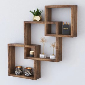 Ραφιέρα τοίχου Maas pakoworld χρώμα καρυδί 55x8,5x55εκ