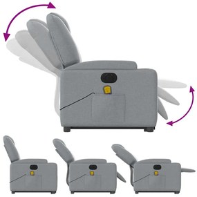 vidaXL Πολυθρόνα Μασάζ Ηλεκ. Ανακλινόμενη Ανύψωση Αν. Γκρι Υφασμάτινη