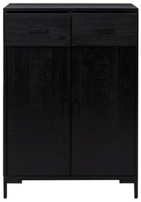 Παπουτσοθήκη Μαύρη 75 x 40 x 110 εκ. από Μασίφ Ξύλο Πεύκου - Μαύρο