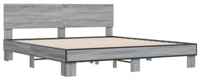 vidaXL Πλαίσιο Κρεβατιού Γκρι Sonoma 200x200 εκ. Επεξ. Ξύλο &amp; Μέταλλο