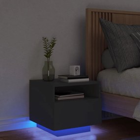 vidaXL Κομοδίνο με Φώτα LED Μαύρο 40 x 39 x 37 εκ.