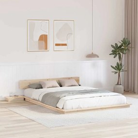 vidaXL Κρεβάτι Πλατφόρμα με Κομοδίνα 160x200εκ Μασίφ Ξύλο