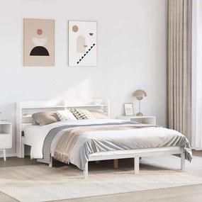 vidaXL Σκελετός Κρεβ. Χωρίς Στρώμα Λευκό 135x190 εκ Μασίφ Πεύκο