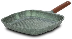 Τηγάνι Γκριλιέρα Αντικολλητική Ωmega 10-255-020 28cm Green-Brown Nava 28cm Aluminium