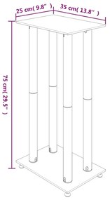 Βάσεις Ηχείων με 4 Στήλες 2 Τεμ. Ασημί από Ψημένο Γυαλί - Ασήμι