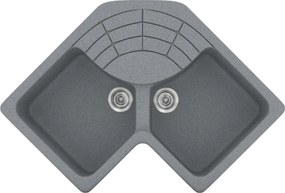 Sanitec Classic 310 (83x83×50) - Γωνιακος Γρανιτένιος νεροχύτης - Metallic SILVER