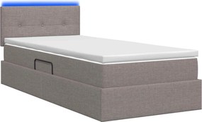 vidaXL LED Κρεβάτι αποθήκευσης με στρώμα Taupe 90 x 200 cm Ύφασμα