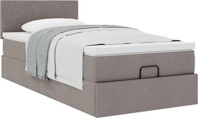 vidaXL Οθωμανικό κρεβάτι με στρώμα Taupe 80x200cm ύφασμα