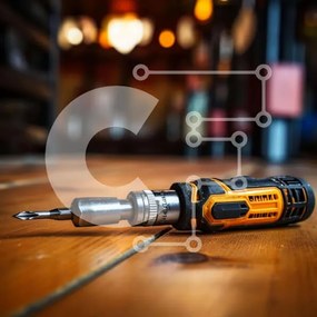 Intra Συλλεκτικό Ξύλινο Παζλ Plywood  4mm - Ηλεκτρικό τρυπάνι σε ξύλινο τραπέζι Σε Ξύλινο Κουτί - Διαστάσεις: 10x10 cm – 25 κομμάτια