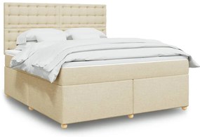 vidaXL Κρεβάτι Boxspring με Στρώμα Κρεμ 180x200 εκ. Υφασμάτινο
