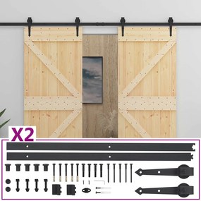 vidaXL Συρόμενη Πόρτα 2 pcs 80 x 210 cm Μασίφ Ξύλο Πεύκου