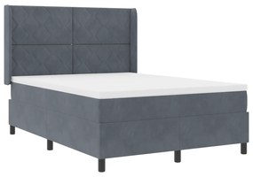 vidaXL Κρεβάτι Box Spring με Στρώμα  Σκούρο Γκρι 160x200 εκ. Βελούδο