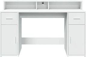 vidaXL Γραφείο με LED Λευκό 140x55x91 εκ. από Επεξεργασμένο Ξύλο