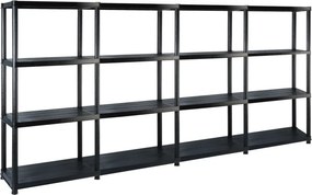 vidaXL Ραφιέρα Αποθήκευσης 4 Επιπέδων Μαύρη 244x30,5x130 εκ. Πλαστική
