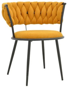 Καρέκλα Πολυθρόνα Alkia I ύφασμα σε κίτρινη απόχρωση- πόδι μαύρο μέταλλο 57x58.5x72εκ 2αδα 52x58.5x72 εκ.