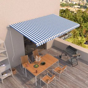 Τέντα Συρόμενη Αυτόματη Μπλε / Λευκό 500x350 εκ.