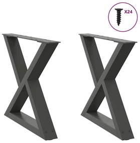 vidaXL Πόδια Τραπεζιού Σαλονιού 2 τεμ. Ανθρακί 60x(42-43,3) εκ. Ατσάλι