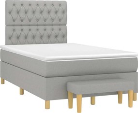 vidaXL Κρεβάτι Boxspring με Στρώμα Ανοιχτό Γκρι 120x190 εκ. Υφασμάτινο