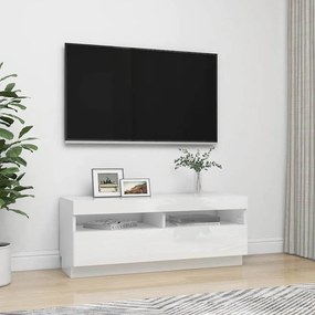 vidaXL Έπιπλο Τηλεόρασης με LED Γυαλιστερό Άσπρο 100 x 35 x 40 εκ.