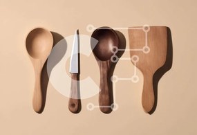 Intra Συλλεκτικό Ξύλινο Παζλ Plywood 4mm - Ξύλινα σκεύη σε μπεζ φόντο Σε Ξύλινο Κουτί - Διαστάσεις: 10x10 cm – 25 κομμάτια