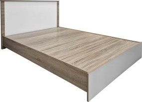 Κρεβάτι Athos pakoworld σε sonoma-λευκή απόχρωση 140x200εκ