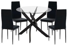 ΣΕΤ ΤΡΑΠΕΖΑΡΙΑΣ 5ΤΜΧ LADY HM21199.04 ΓΥΑΛΙ--ΜΕΤΑΛΛΟ & ΒΕΛΟΥΔΟ ΣΕ ΜΑΥΡΟ