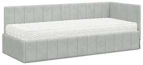 vidaXL Κρεβάτι Γωνίας με στρώμα Ανοιχτό γκρι 80 x 200 cm Βελούδο