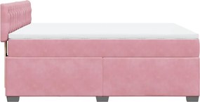 vidaXL Κρεβάτι Boxspring με Στρώμα Ροζ 160x200 εκ. Βελούδινο