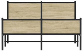 vidaXL Σκελετός Κρεβ. Χωρίς Στρώμα Sonoma Δρυς 150x200 εκ. Μεταλλικό