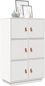 vidaXL Ντουλάπι Ψηλό Λευκό 67 x 40 x 108,5 εκ. από Μασίφ Ξύλο Πεύκου