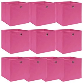 vidaXL Κουτιά Αποθήκευσης 10 τεμ. Ροζ 32 x 32 x 32 εκ. Υφασμάτινα
