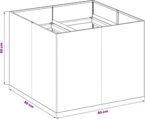 vidaXL Γλάστρα Κήπου Ασημί 80 x 80 x 60 εκ. Γαλβανισμένος Χάλυβας