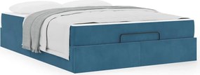 vidaXL Σκελετός κρεβατιού με στρώμα 2 pcs Μπλε Βελούδο