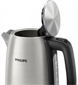 Ηλεκτρικός βραστήρας Philips Viva Collection HD9351/90, 2200W, 1.7l, Μέταλλο, Αυτόματος τερματισμός λειτουργίας, Προστασία κατά της υπερθέρμανσης, Γκρι/Μαύρο