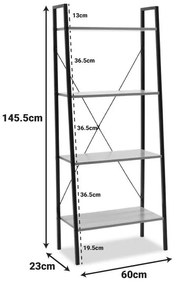 Βιβλιοθήκη Ramon φυσικό-μαύρο 60x23x145,5εκ 60x23x145.5 εκ.