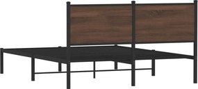 vidaXL Σκελετός Κρεβ. Χωρίς Στρώμα Καφέ Δρυς 150x200 εκ. Μεταλλικό