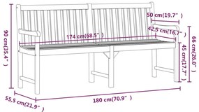 vidaXL Πάγκοι κήπου 1-Αριθμός καθισμάτων 180 x 55,5 x 90 cm