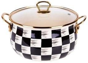 Προϊόν με ανοιχτή συσκευασία: Κουζίνα Goldmann GM 8017-24BBL, 6.2L, 24x15cm, Εμαγιέ, Επαγωγική και φούρνος, Λευκό/μαύρο καρό