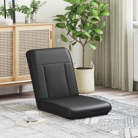 vidaXL Ρυθμιζόμενη Πολυθρόνα Δαπέδου Μαύρο Τεχνητό Δέρμα