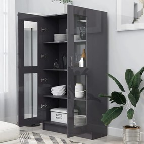 vidaXL Βιτρίνα Γυαλιστερό Γκρι 82,5 x 30,5 x 150 εκ. Μοριοσανίδα