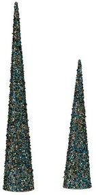 Χριστουγεννιάτικο Στολίδι Krist+ Μπλε Χρυσό πούλιες Χριστουγεννιάτικο στεφάνι 9,5 x 60 x 9,5 cm Κώνοι