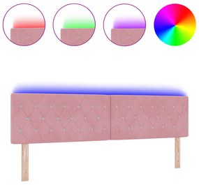 vidaXL LED Κεφαλάρι με Κουμπί Κρύσταλλο Ροζ 90 εκ Βελούδο